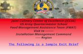 Joint Culinary Center of Excellence (JCCoE) US Army Quartermaster School Food Management Assistance Team (FMAT) Visit to -------- Installation Management.