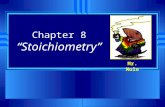 Chapter 8 “Stoichiometry” Mr. Mole. Section 8.2 The Arithmetic of Equations u OBJECTIVES: Interpret balanced chemical equations in terms of: a) moles,