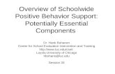 Overview of Schoolwide Positive Behavior Support: Potentially Essential Components Dr. Hank Bohanon Center for School Evaluation Intervention and Training.