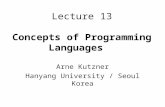 Lecture 13 Concepts of Programming Languages Arne Kutzner Hanyang University / Seoul Korea.