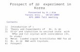 Prospect of  experiment in Korea Presented by H.J.Kim Yonsei Univ., 10/25/2003 KPS 2003 fall meeting Contents 1) Introduction of 2) Theory and Experiments.