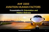 AHF 2203 AVIATION HUMAN FACTORS Presentation 8: Orientation and Motion Sickness 1Presented by Mohd Amirul for AMC.