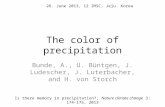 The color of precipitation Bunde, A., U. Büntgen, J. Ludescher, J. Luterbacher, and H. von Storch Is there memory in precipitation?, Nature climate change.