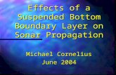 Effects of a Suspended Bottom Boundary Layer on Sonar Propagation Michael Cornelius June 2004.