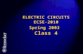 ELECTRIC CIRCUITS ECSE-2010 Spring 2003 Class 4. ASSIGNMENTS DUE Today (Tuesday/Wednesday): HW #1 Due Activities 4-1, 4-2, 4-3 (In Class) 4-2 in NOT in.