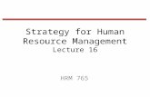 Strategy for Human Resource Management Lecture 16 HRM 765.