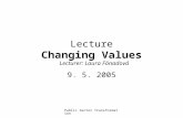 Public Sector Transformation Lecture Changing Values 9. 5. 2005 Lecturer: Laura Fónadová.