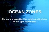 OCEAN ZONES Zones are classified by depth and by how much light penetrates.