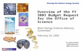 Ensuring Our Nation’s Energy Security NCSX Overview of the FY 2003 Budget Request for the Office of Science Basic Energy Sciences Advisory Committee February.