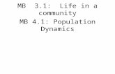 MB 3.1: Life in a community MB 4.1: Population Dynamics.