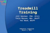 Treadmill Training Jill Zwicker, PhD, OT(C) Tanja Mayson, MSc, BScPT Val Ward, BScPT Pediatric Symposium March 1, 2011.