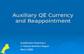 Auxiliary QE Currency and Reappointment Qualification Examiners 1 st District Northern Region March 2008.