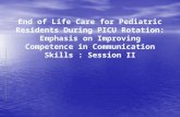 End of Life Care for Pediatric Residents During PICU Rotation: Emphasis on Improving Competence in Communication Skills : Session II.