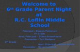 Welcome to 6 th Grade Parent Night at R.C. Loflin Middle School Principal – Damon Patterson 7 th Grade Asst. Principal – Diana Greenhouse Counselor – Teri.