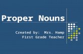 Proper Nouns Created by: Mrs. Hamp First Grade Teacher.
