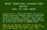 What families around the world eat in one week Instructions: Study each photo and try to figure out which families have to spend more on food each week.
