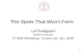 1 The Spots That Won’t Form Leif Svalgaard Stanford University 3 rd SSN Workshop, Tucson, AZ, Jan. 2013.