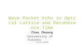 Wave Packet Echo in Optical Lattice and Decoherence Time Chao Zhuang U(t) Aug. 15, 2006 CQISC2006 University of Toronto.
