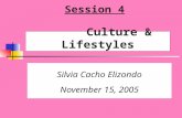 Session 4 Culture & Lifestyles Silvia Cacho Elizondo November 15, 2005.