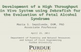 Development of a High Throughput in Vivo System using Zebrafish for the Evaluation of Fetal Alcohol Syndrome Maria S. Sepúlveda, DVM, PhD Associate Professor.