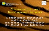 1 Conservation and Development Network A Smithsonian Institution and the World Bank collaborative effort within the Global Tiger Initiative Smithsonian.