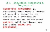 2-1 Inductive Reasoning & Conjecture INDUCTIVE REASONING is reasoning that uses a number of specific examples to arrive at a conclusion When you assume.