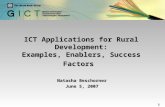 1 1 Natasha Beschorner June 5, 2007 ICT Applications for Rural Development: Examples, Enablers, Success Factors.