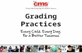 Grading Practices. Purpose & Goals of Discussion 1.Provide a Brief Overview of the CMS Grading Practices Journey and Current Status; 2.Provide schools.