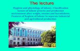The lecture Hygiene and physiology of labour. Classification factors of labour process and production environment after weight, tension and harmfulness.