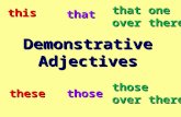 DemonstrativeAdjectives this that thesethose that one over there those.