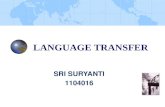 LANGUAGE TRANSFER SRI SURYANTI 1104016. WORD ORDER STUDIES OF TRANSFER ODLIN (1989;1990) UNIVERSAL POSITION WHAT EXTENT WORD ORDER IN INTERLANGUAGE IS.