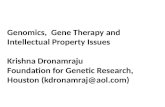 Genomics, Gene Therapy and Intellectual Property Issues Krishna Dronamraju Foundation for Genetic Research, Houston (kdronamraj@aol.com)