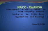 Assessment training needs in Goat Keeping Report Conducted in 5CBGs from Nyamasheke and Karongi March,2012.