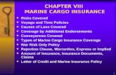 1 CHAPTER VIII MARINE CARGO INSURANCE  Risks Covered  Voyage and Time Policies  Causes of Loss Covered  Coverage by Additional Endorsements  Conveyances.