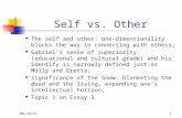 Self vs. Other The self and other: one-dimensionality blocks the way to connecting with others; Gabriel’s sense of superiority (educational and cultural.
