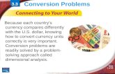 © Copyright Pearson Prentice Hall Slide 1 of 43 3.3 3 Conversion Problems Because each country’s currency compares differently with the U.S. dollar, knowing.