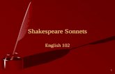 1 Shakespeare Sonnets English 102. 2 William Shakespeare.