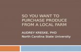 SO YOU WANT TO PURCHASE PRODUCE FROM A LOCAL FARM AUDREY KRESKE, PHD North Carolina State University.