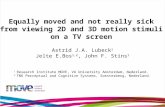 Equally moved and not really sick from viewing 2D and 3D motion stimuli on a TV screen Astrid J.A. Lubeck 1 Jelte E.Bos 1,2, John F. Stins 1 1 Research.