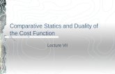 Comparative Statics and Duality of the Cost Function Lecture VII.