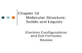 Chapter 10 Molecular Structure: Solids and Liquids Electron Configurations and Dot Formulas Review.