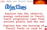 AIM: What are fossil fuels? Explain how the chemical energy contained in fossil fuels originally came from ancient plants and the sun Explain how the.