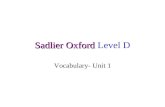Sadlier Oxford Sadlier Oxford Level D Vocabulary- Unit 1.