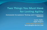 Automated Acceptance Testing and Continuous Delivery Larry Apke Agile Expert  larry@agile-doctor.com.