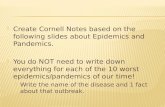  Create Cornell Notes based on the following slides about Epidemics and Pandemics.  You do NOT need to write down everything for each of the 10 worst.