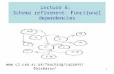 1 Lecture 6: Schema refinement: Functional dependencies