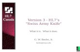 Version 3 - HL7’s “Swiss Army Knife” What it is. What it does. G. W. Beeler, Jr. beeler@mayo.edu.