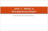 Introduction to Business Unit 1: What is Entrepreneurship?