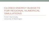 CLOSED ENERGY BUDGETS FOR REGIONAL NUMERICAL SIMULATIONS Parker MacCready University of Washington.