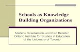 Schools as Knowledge Building Organizations Marlene Scardamalia and Carl Bereiter Ontario Institute for Studies in Education of the University of Toronto.